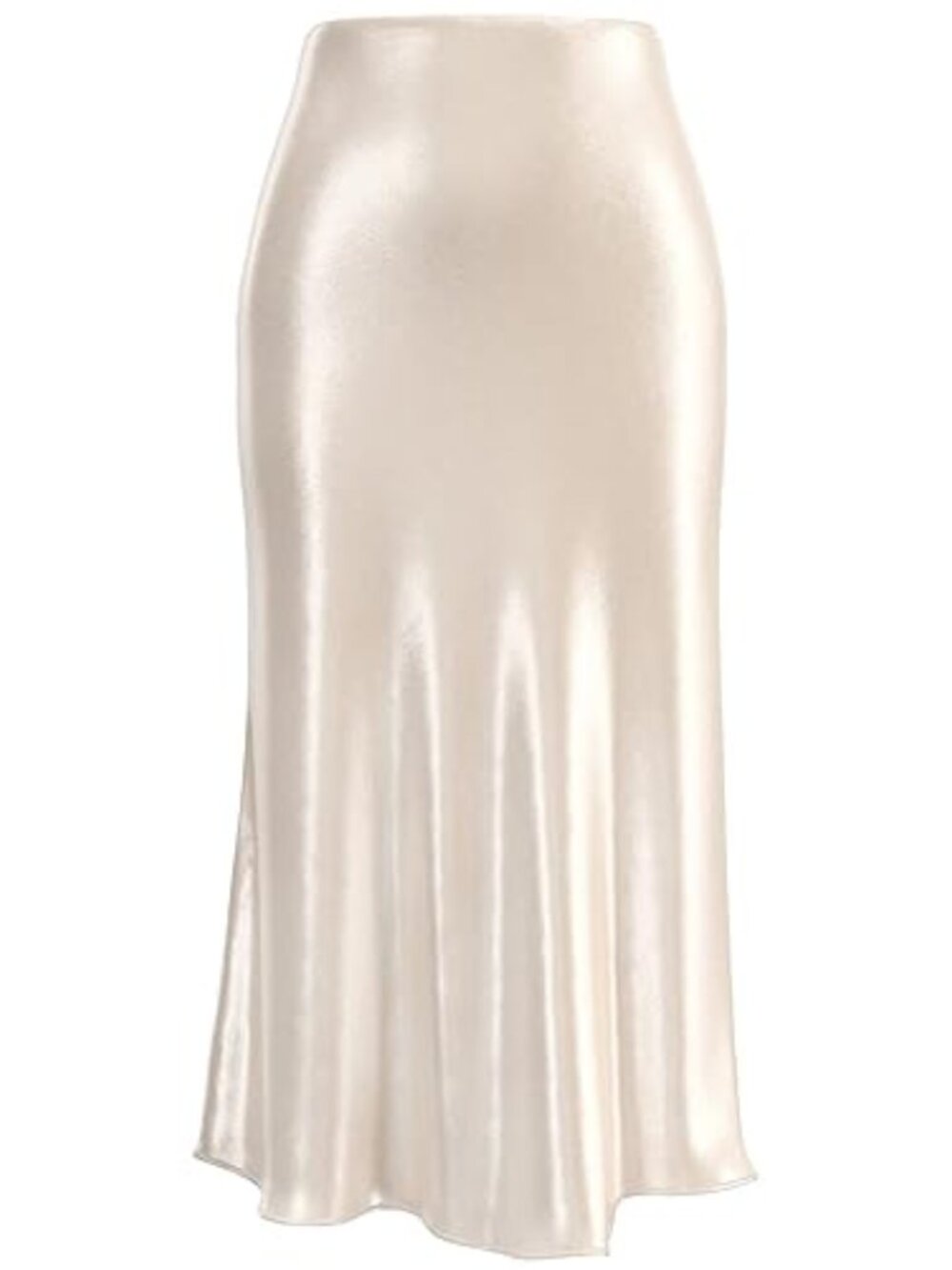 Silk Satin Midi Pencil Skirt High Waisted Elastic Waist Women's Skirt